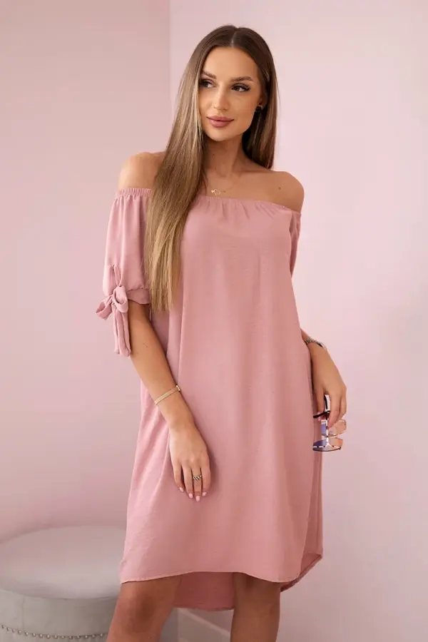 Kesi Włoski Kesi Włoski Dress tied on the sleeves powdered pink