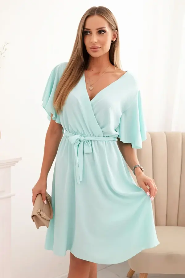 Kesi Włoski Kesi Włoski Dress with a crossover neckline mint