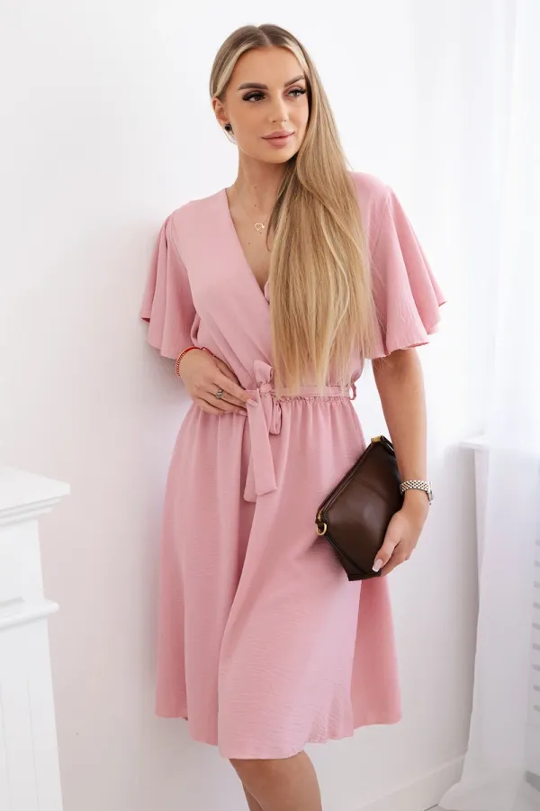 Kesi Włoski Kesi Włoski Dress with a plunging neckline dark powder pink