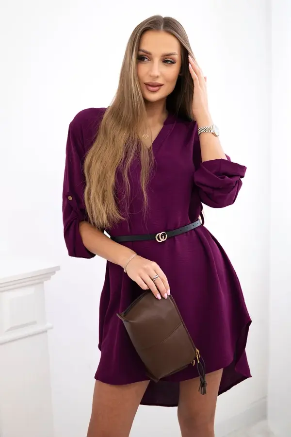 Kesi Włoski Kesi Włoski Dress with longer back and belt plum