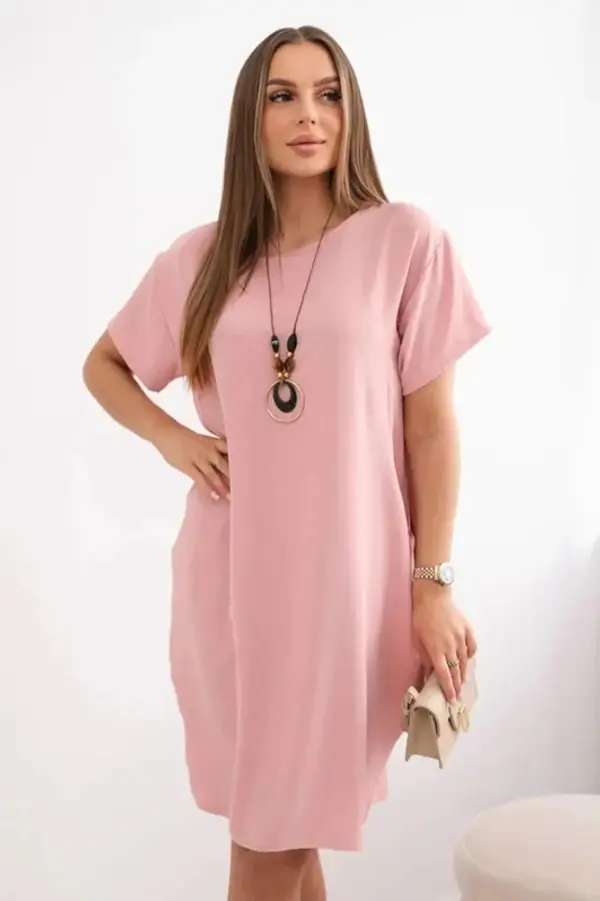 Kesi Włoski Kesi Włoski Dress with pockets and pendant dark powder pink