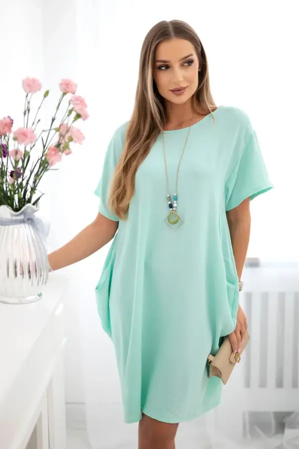 Kesi Włoski Kesi Włoski Dress with pockets and pendant light khaki