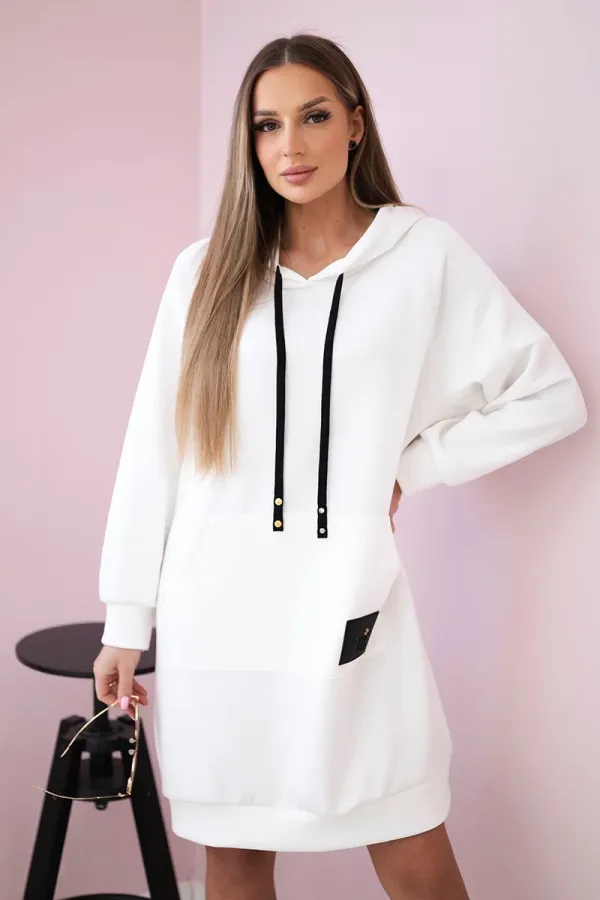 Kesi Włoski Kesi Włoski Hooded dress buttery fabric ecru