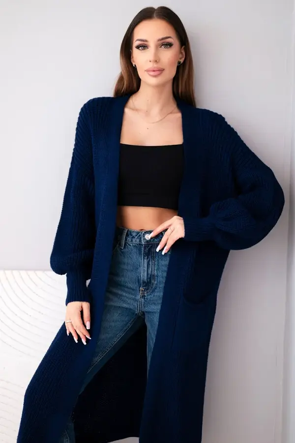 Kesi Włoski Kesi Włoski Long cardigan light navy blue