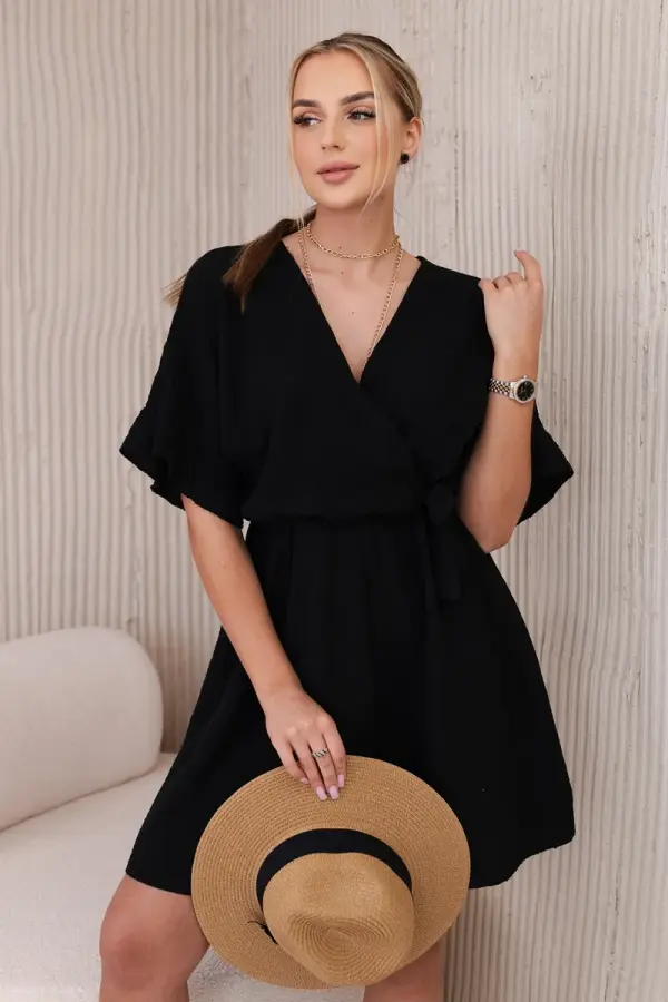 Kesi Włoski Kesi Włoski Muslin dress with waist black