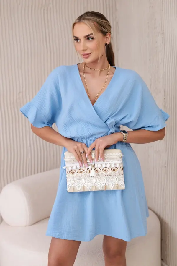 Kesi Włoski Kesi Włoski Muslin dress with waist blue
