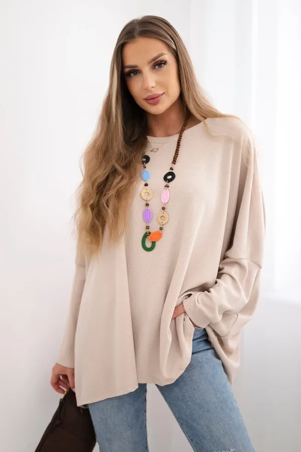 Kesi Włoski Kesi Włoski Oversize blouse with necklace beige