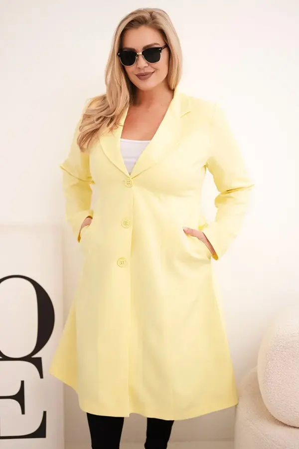 Kesi Włoski Kesi Włoski Plus Size kaput s gumbima i ovratnikom žute boje