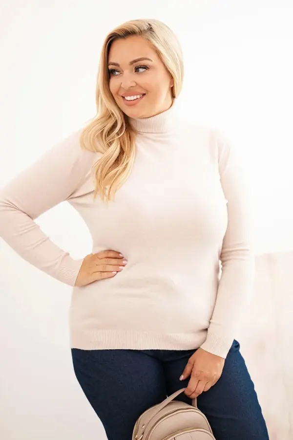 Kesi Włoski Kesi Włoski Plus Size women's sweater in classic cut viscose beige