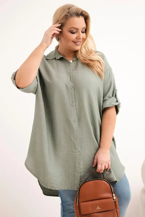 Kesi Włoski Kesi Włoski Plus Size ženska košulja s produženim leđima