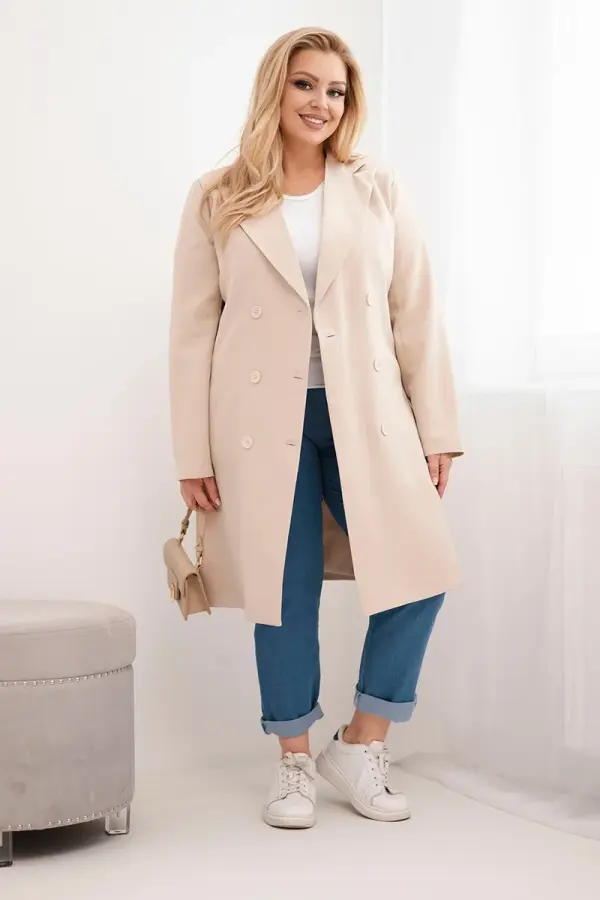 Kesi Włoski Kesi Włoski Plus Size ženski kaput s ovratnikom bež boje