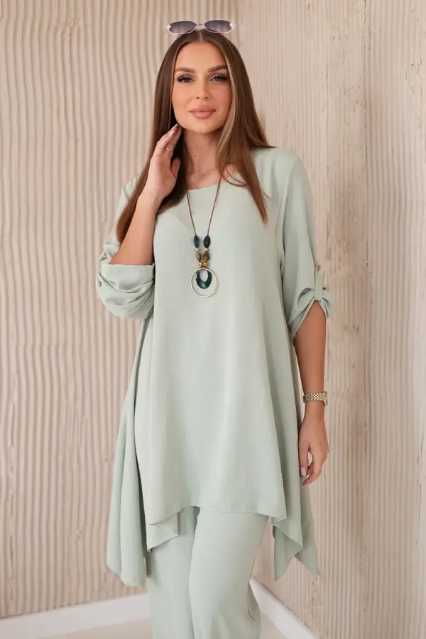 Kesi Włoski Kesi Włoski Set of blouse + pants with pendant dark mint