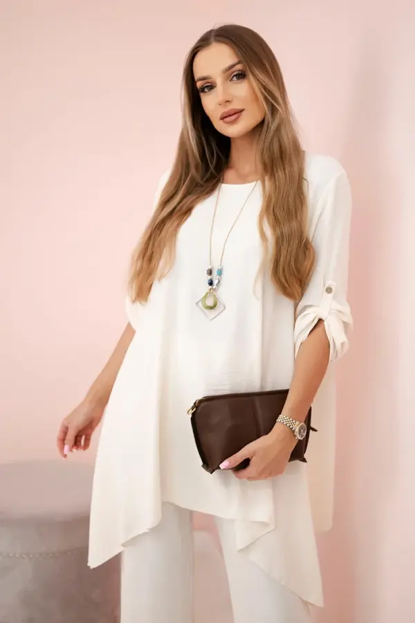 Kesi Włoski Kesi Włoski Set of blouse + pants with pendant light beige