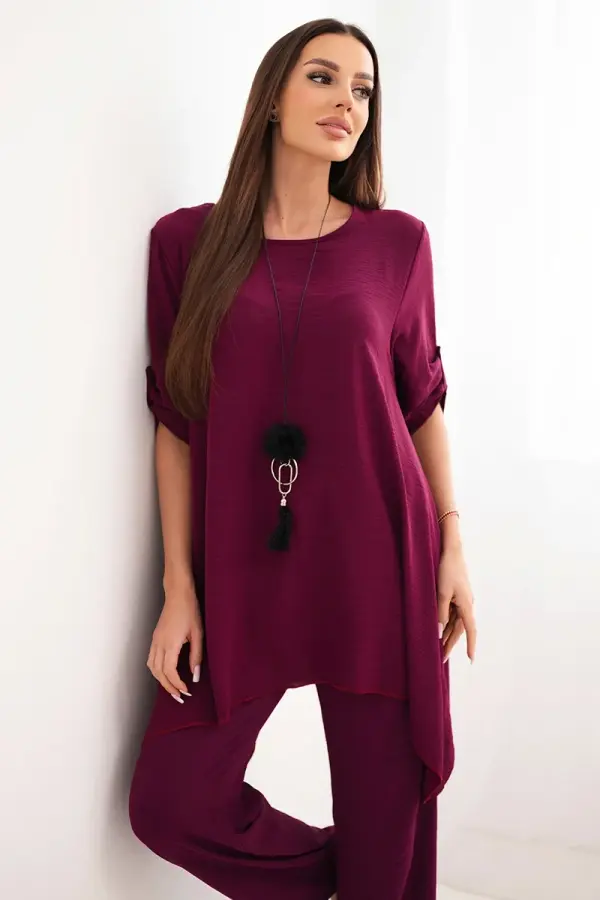 Kesi Włoski Kesi Włoski Set of blouse + pants with pendant plum