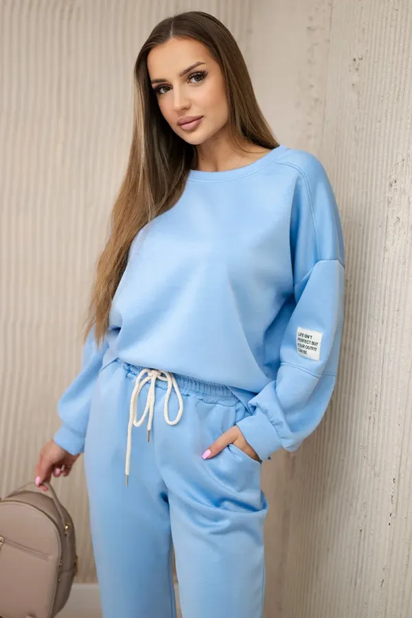 Kesi Włoski Kesi Włoski Set sweatshirt + pants buttery fabric blue