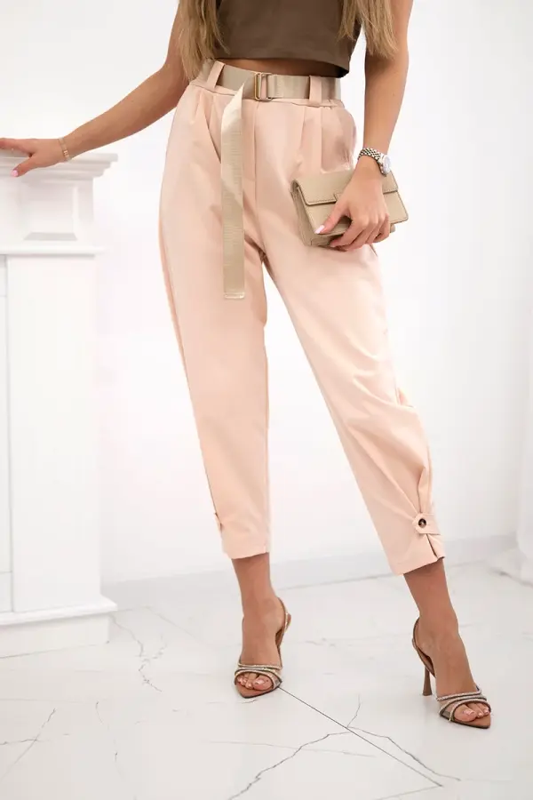 Kesi Włoski Kesi Włoski Summer Punto trousers with leg closure apricot