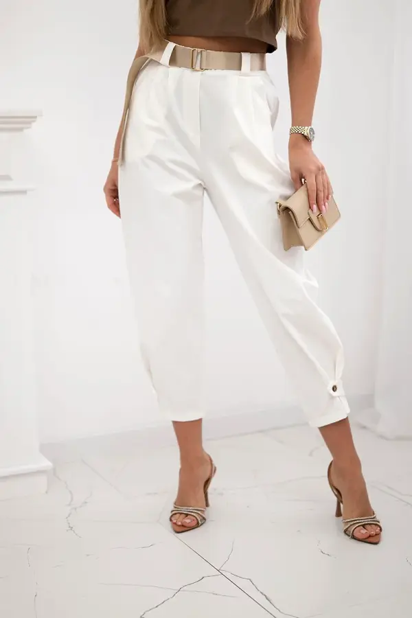Kesi Włoski Kesi Włoski Summer Punto trousers with leg closure ecru