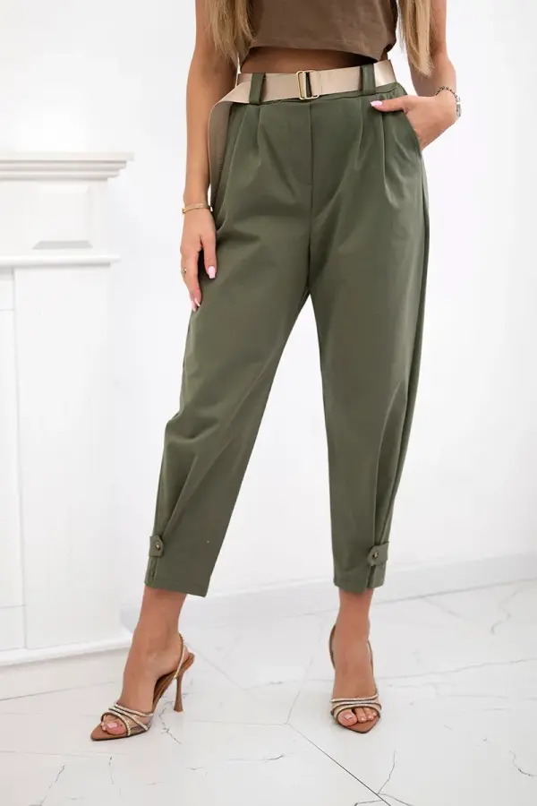 Kesi Włoski Kesi Włoski Summer Punto trousers with leg closure khaki