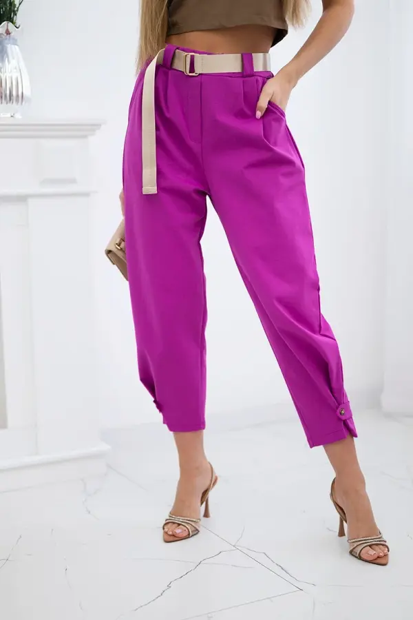 Kesi Włoski Kesi Włoski Summer Punto trousers with leg closure violet