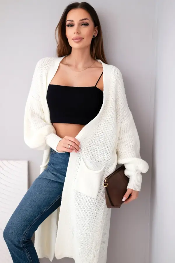 Kesi Włoski Kesi Włoski Sweater long cardigan ecru