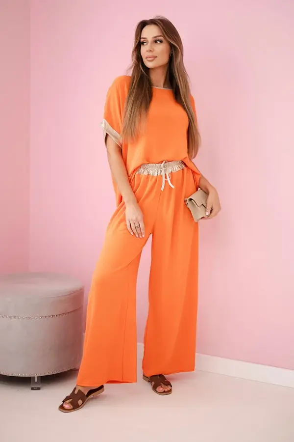 Kesi Włoski Kesi Włoski Viscose set with golden trim orange