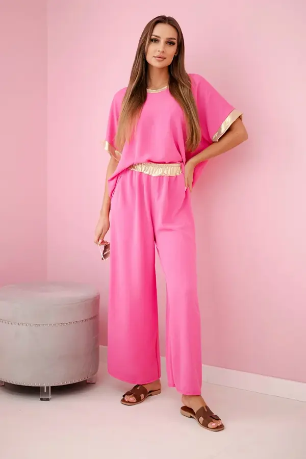 Kesi Włoski Kesi Włoski Viscose set with golden trim pink