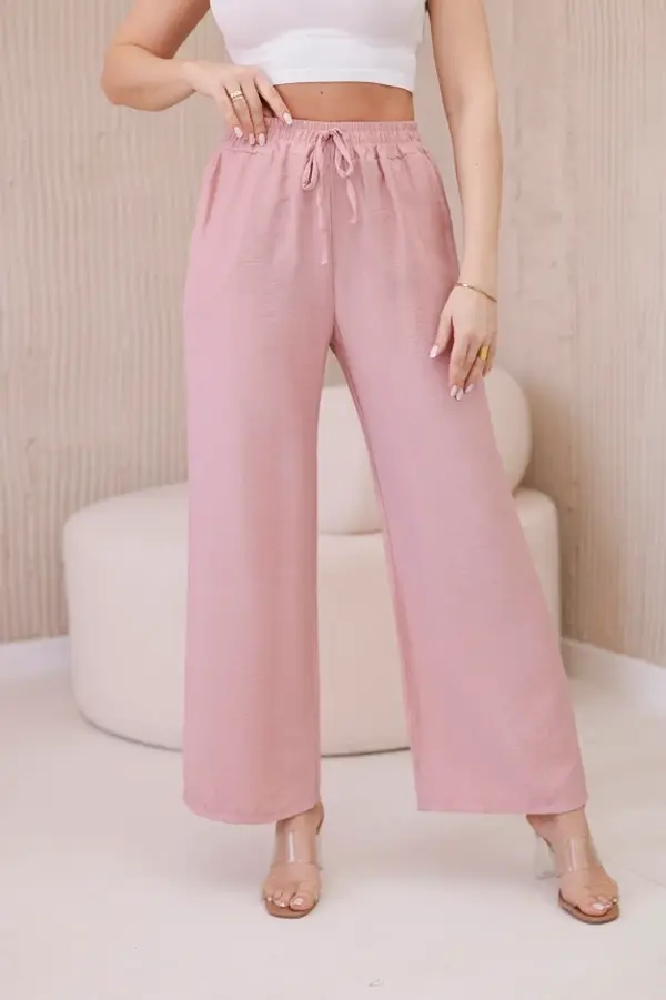 Kesi Włoski Kesi Włoski Viscose wide-leg trousers dark powder pink