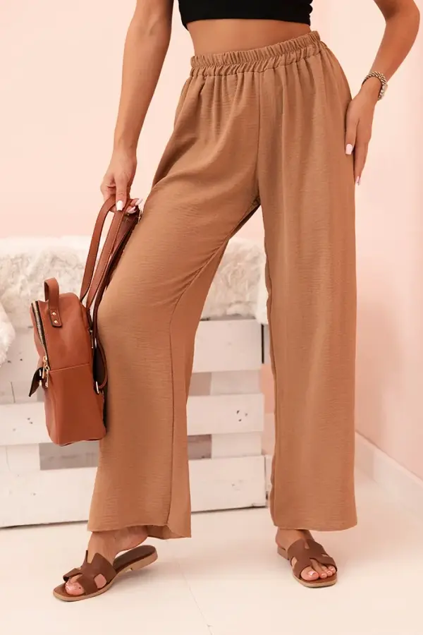 Kesi Włoski Kesi Włoski Wide-leg pants dark camel