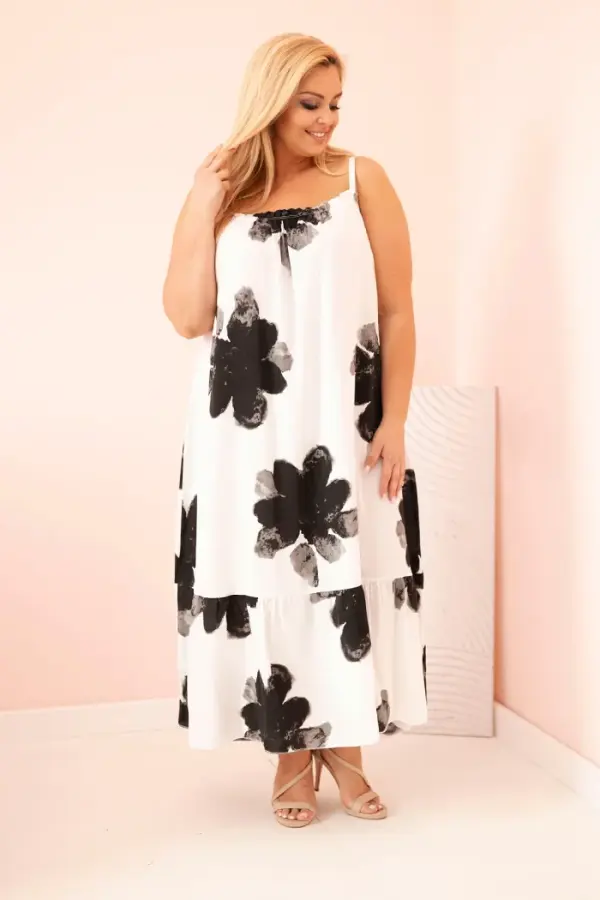 Kesi Włoski Kesi Włoski Women's dress with straps, ruffle, and floral print black