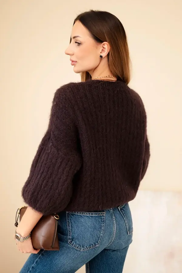 Kesi Włoski Kesi Włoski Women's mohair sweater with 3/4 sleeve brown