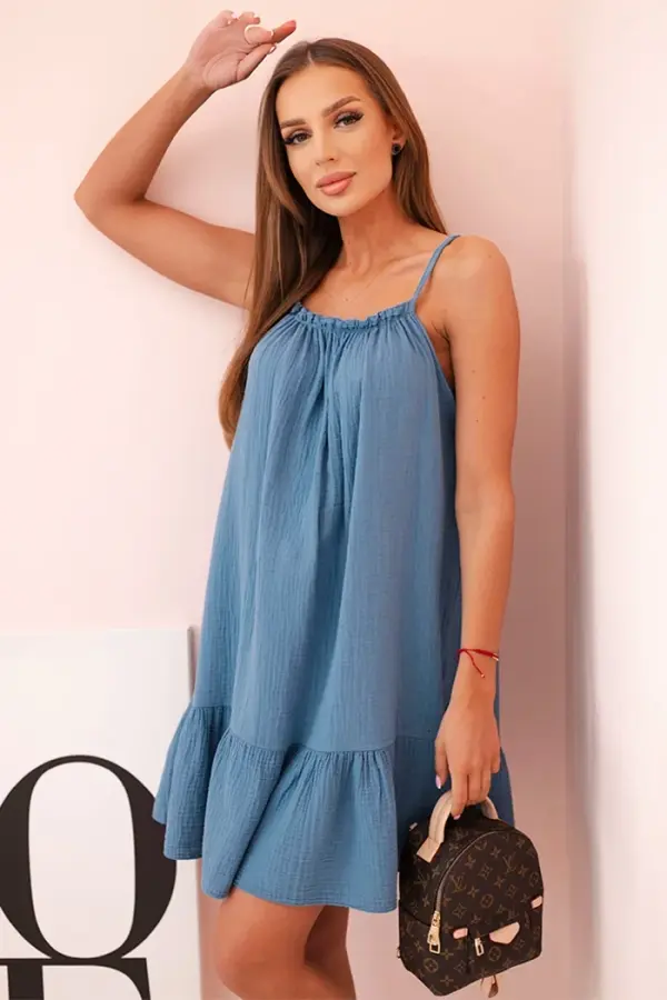 Kesi Włoski Kesi Włoski Women's muslin dress with straps and frill denim