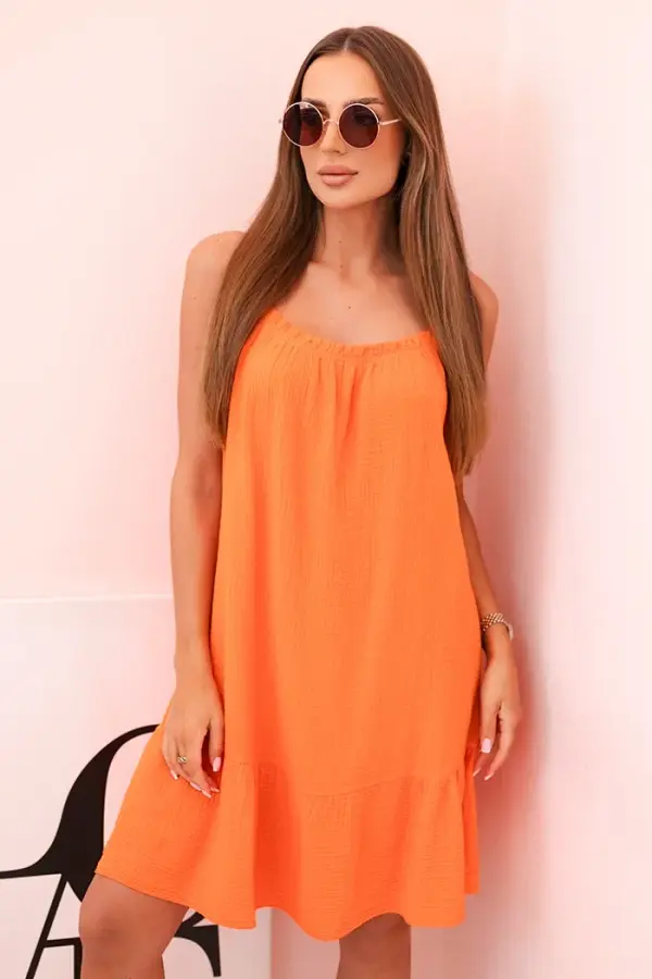 Kesi Włoski Kesi Włoski Women's muslin dress with straps and frill oranges