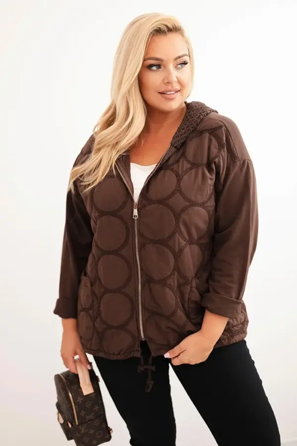 Kesi Włoski Kesi Włoski Women's Plus Size cotton zip-up hoodie brown