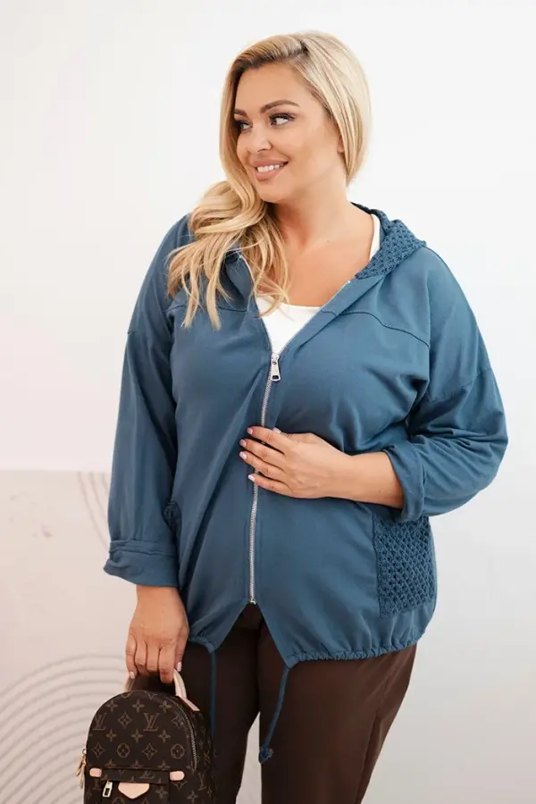 Kesi Włoski Kesi Włoski Women's Plus Size oversized cotton sweatshirt with long sleeves denim