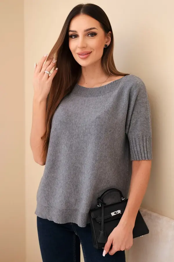 Kesi Włoski Kesi Włoski Women's short-sleeve viscose sweater gray