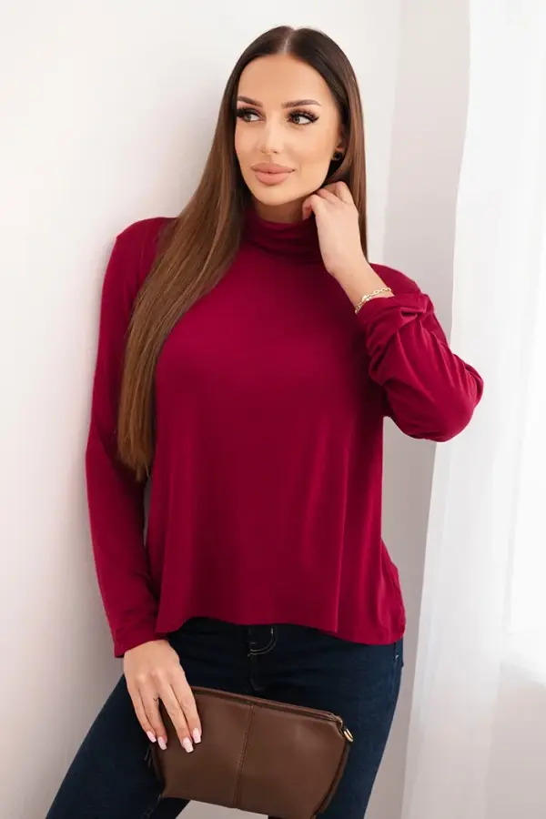 Kesi Włoski Kesi Włoski Women's viscose blouse with a turtleneck and long sleeves plum