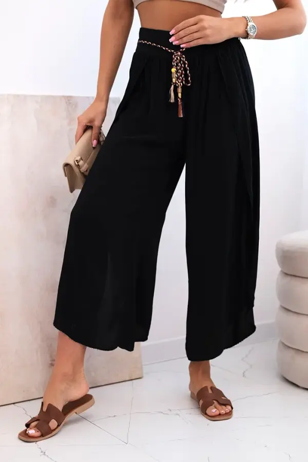 Kesi Włoski Kesi Włoski Women's viscose trousers with leg slit black
