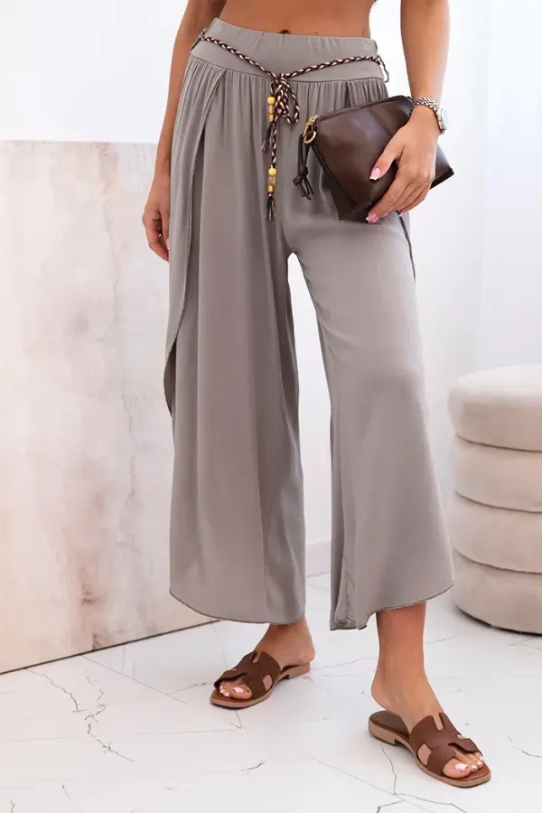 Kesi Włoski Kesi Włoski Women's viscose trousers with leg slit fango