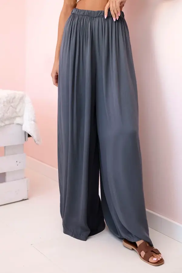 Kesi Włoski Kesi Włoski Women's wide trousers with elastic waistband graphite