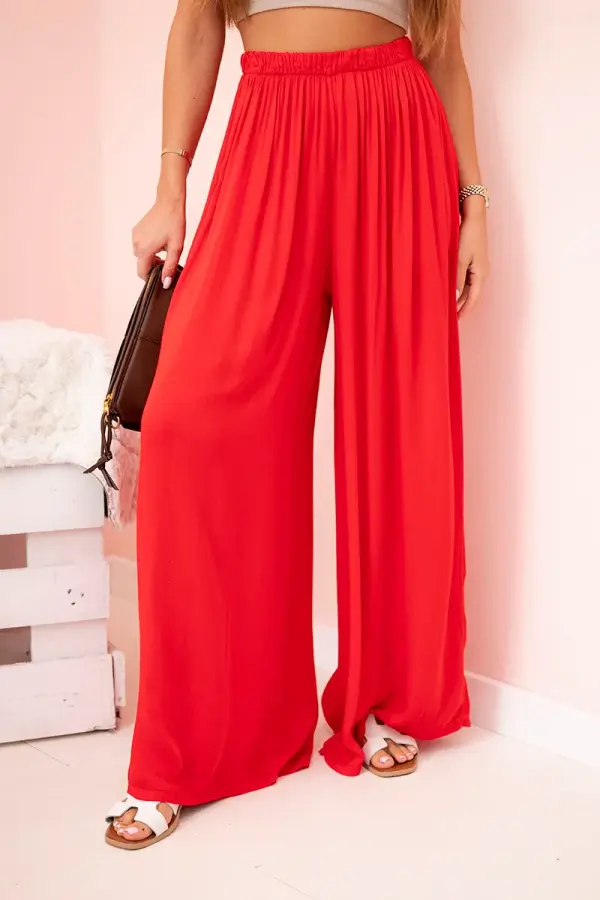Kesi Włoski Kesi Włoski Women's wide trousers with elastic waistband red