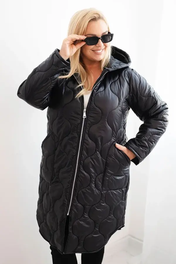 Kesi Włoski Kesi Włoski Women's winter quilted Plus Size jacket with a hood red