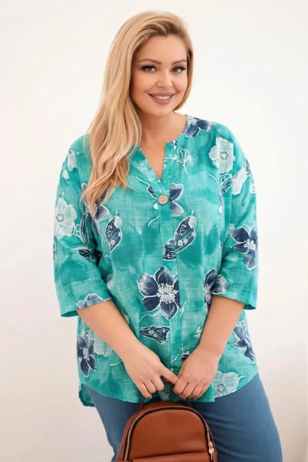 Kesi Włoski Kesi Włoski ženska plus size bluza s cvjetnim uzorkom