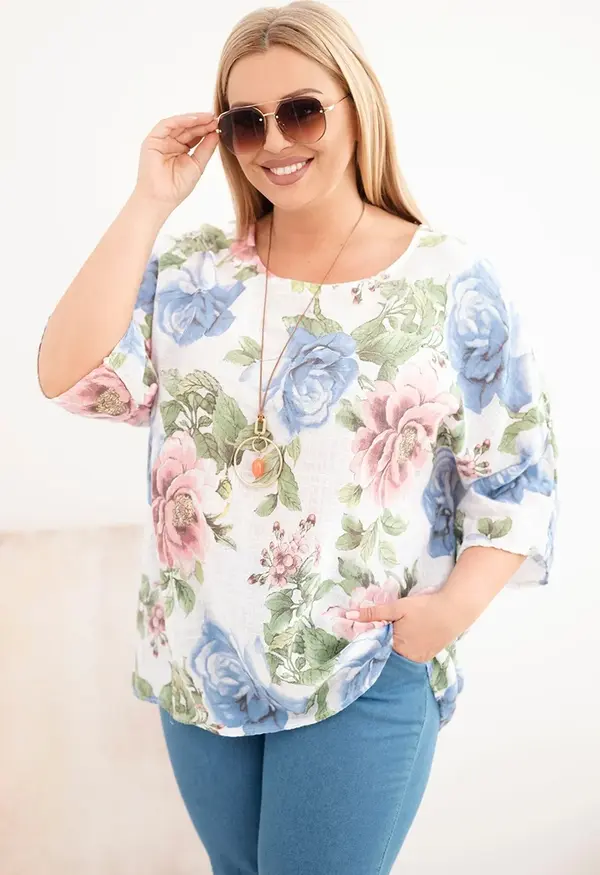 Kesi Włoski Kesi Włoski ženska plus size bluza s cvjetnim uzorkom