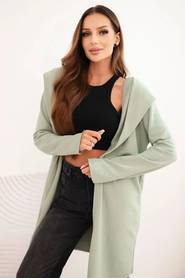 Kesi Kesi Women's cotton hoodie with an elongated front dark mint
