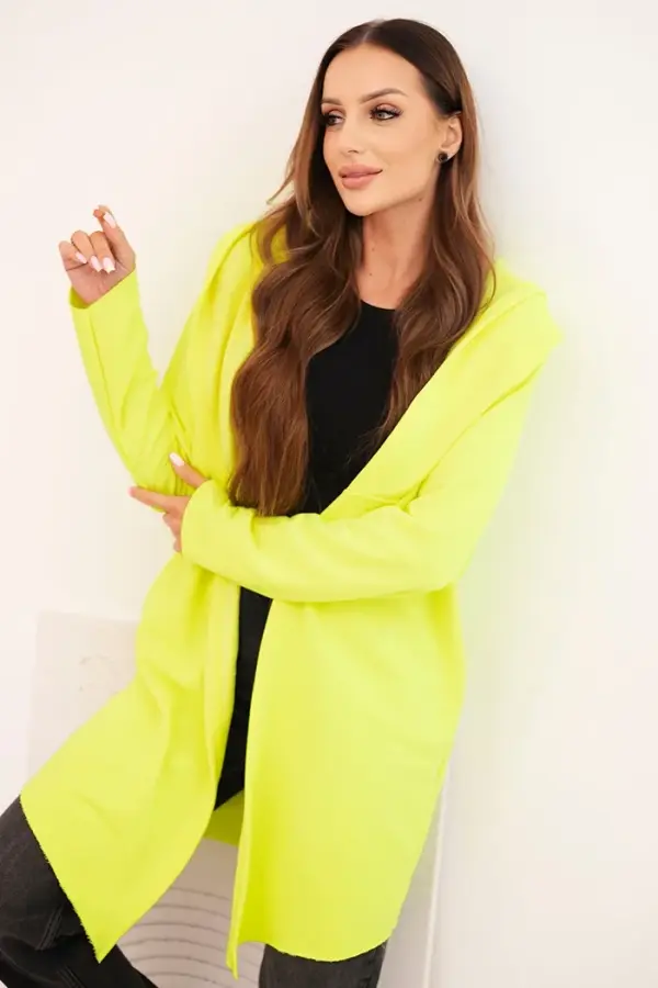 Kesi Kesi Women's cotton hoodie with an elongated front neon yellow