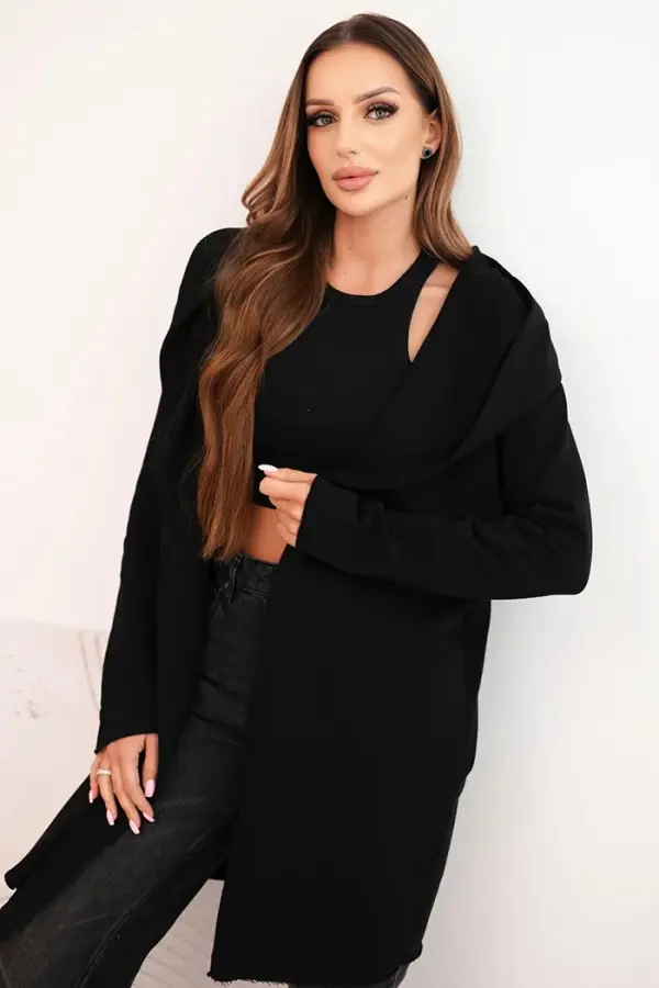 Kesi Kesi Women's cotton hoodie with an extended front black