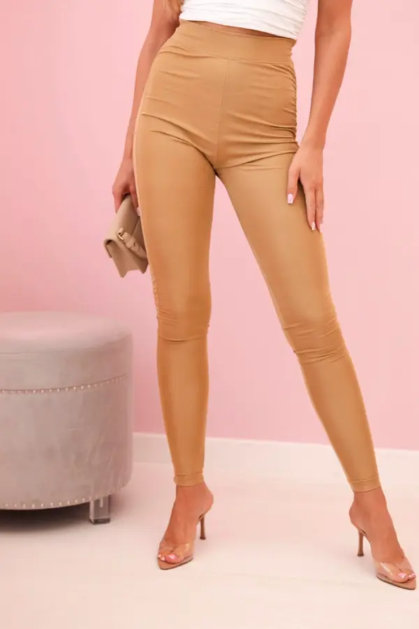 Kesi Kesi Women's high-waisted leggings made of stretchy material camel