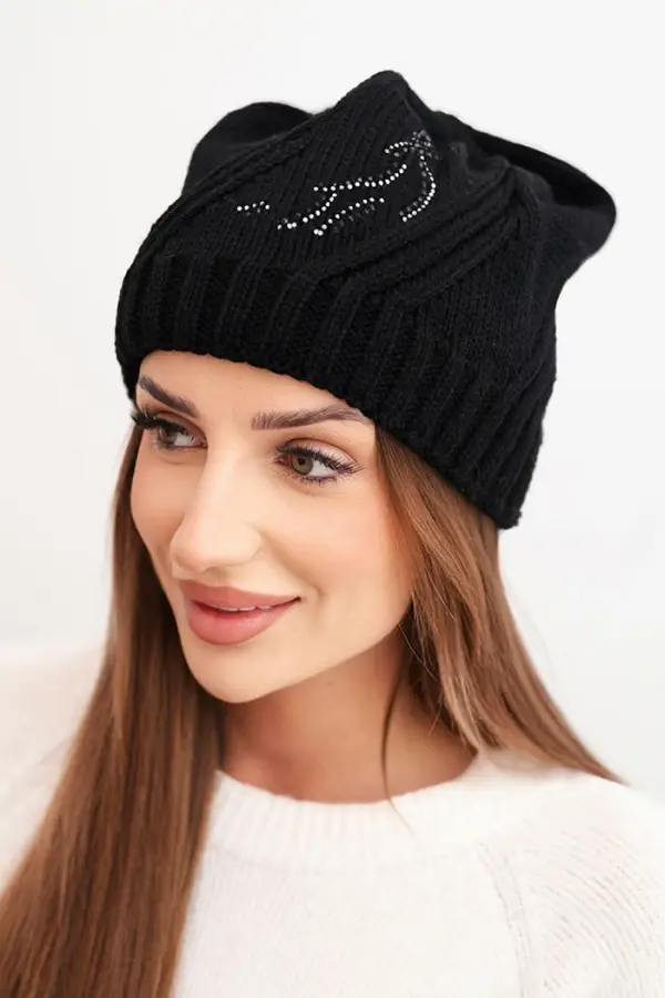 Kesi Kesi Women's winter hat with wool and embellishment with studs K480 black