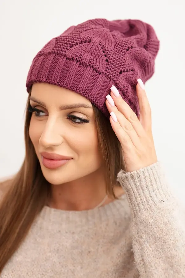 Kesi Kesi Women's winter hat with wool in structural weave K432 dark purple