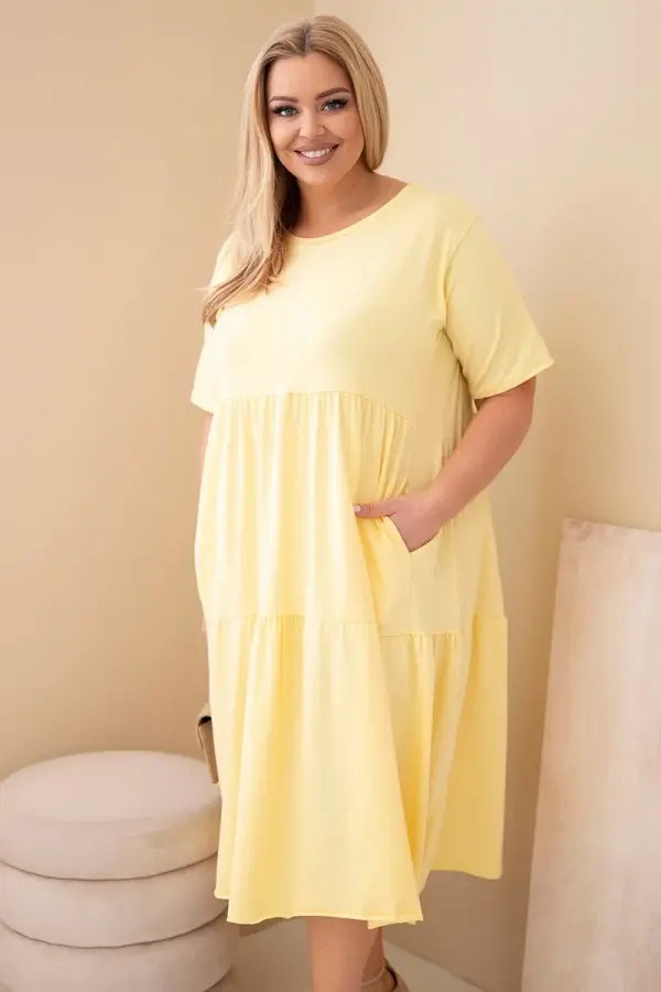 Kesi Włoski Kesi ženska kratka haljina Plus Size s volanima žute boje